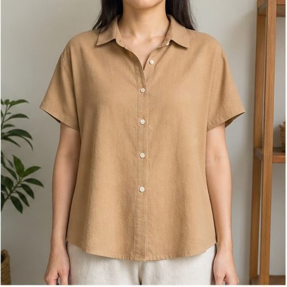 Camel Peplum Top - Picture 2 of 6
